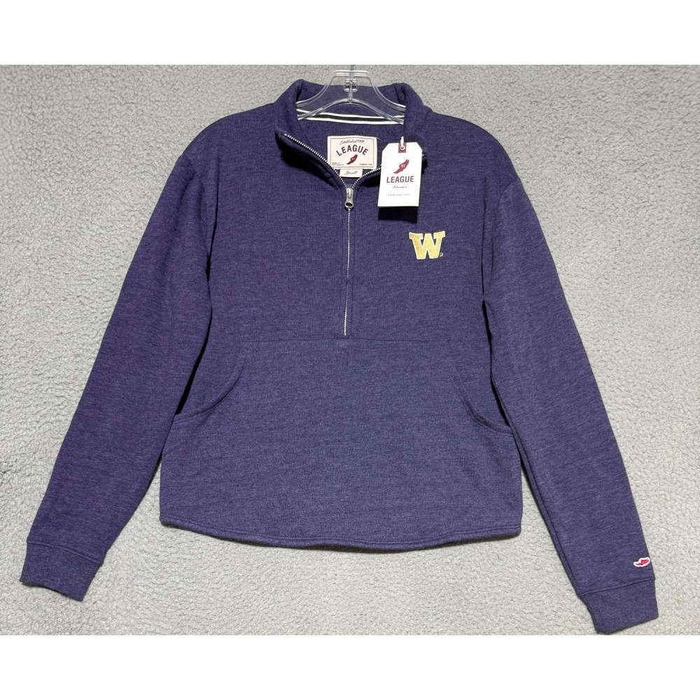 NEW League 91 Washington Huskies long sleeve 1/2 zip Fleece sweater Womens Small